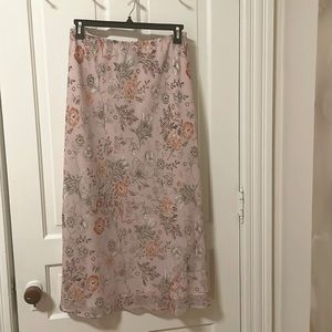 Long pink floral skirt